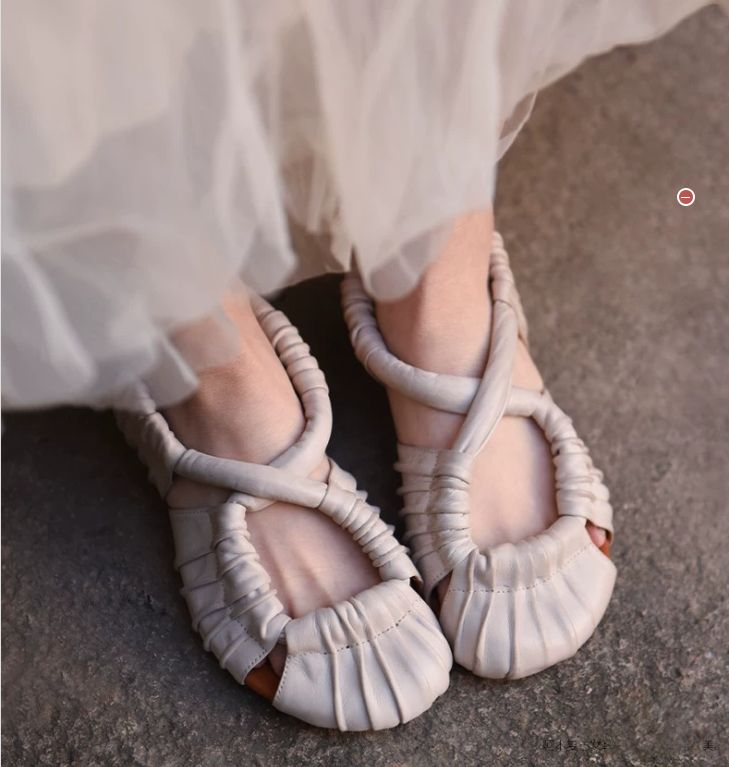 Handmade Vintage Leather Flat Sandals for Women