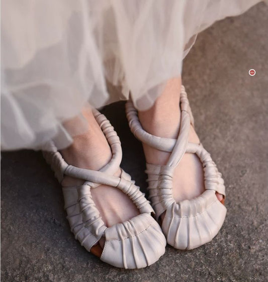 Handmade Vintage Leather Flat Sandals for Women