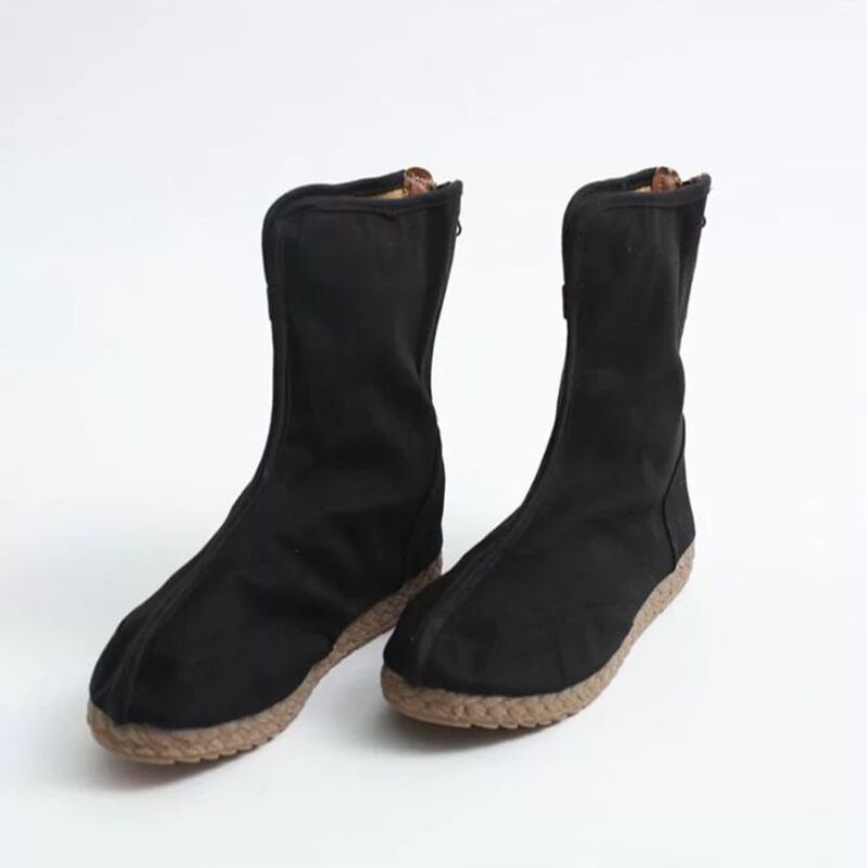 Breathable Old Cloth Boots With Cowhide Soles, Featuring Ethnic Style, Short Sleeves, Retro and Simple Design, Chinese Style Men's Boots