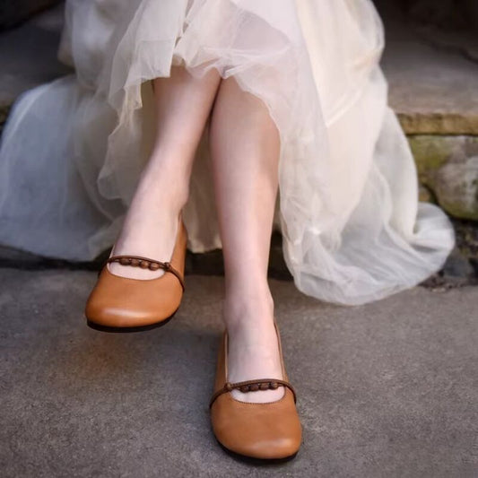 Mary Jane Women's Shoes 2026 New Style Flat Sandals, Slender Toe, Beaded Round Toe Shoes