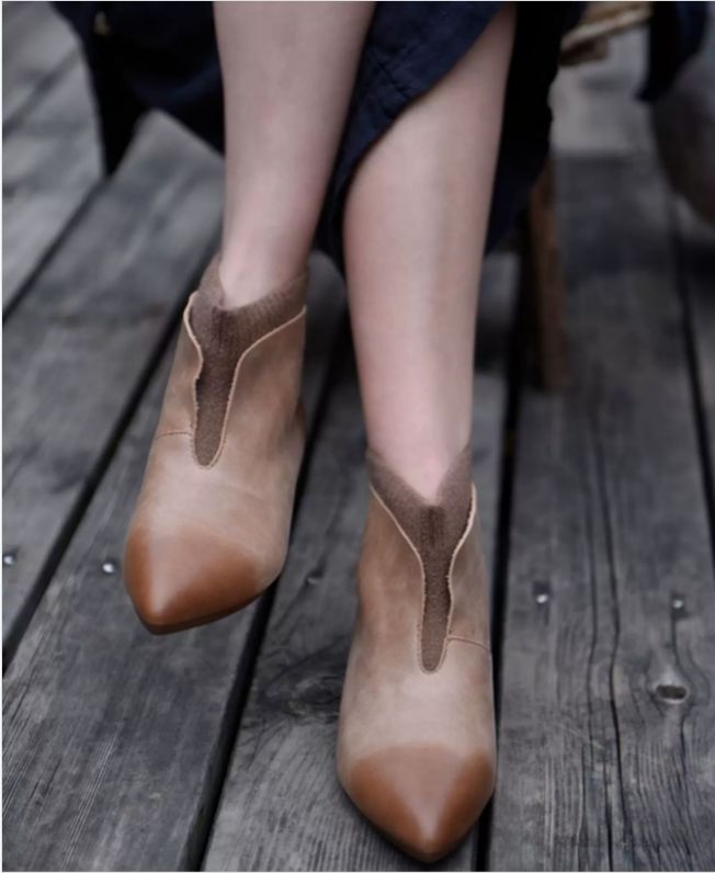 Handmade Flat Boots Knitted and Comfortable Suitable for All Occasions Mom Shoes Made of Genuine Leather Women's Boots