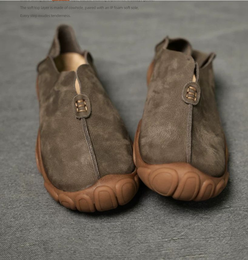 Autumn Genuine Leather Retro Men's Shoes - Cool and Casual Shoes with Breathable Soft Leather and Soft Soles