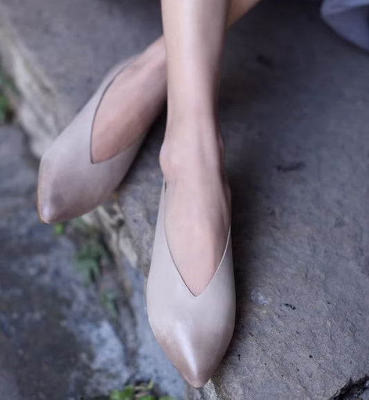 Handmade Leather Flat Shoes For Women Soft Soles