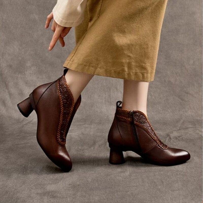 Handmade Leather Boots for Women in Brown