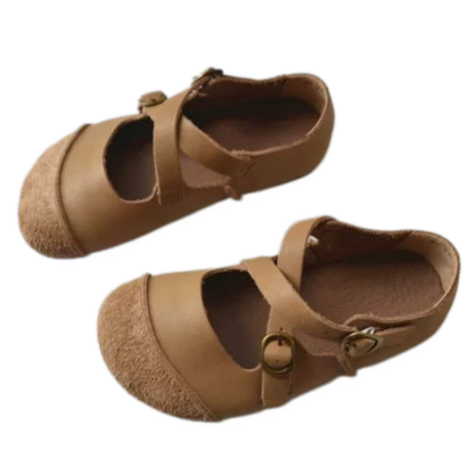 Handmade Cross-buckle Leather Flat Shoes, Retro and Artistic Soft-Soled Shoes Women's Shoes