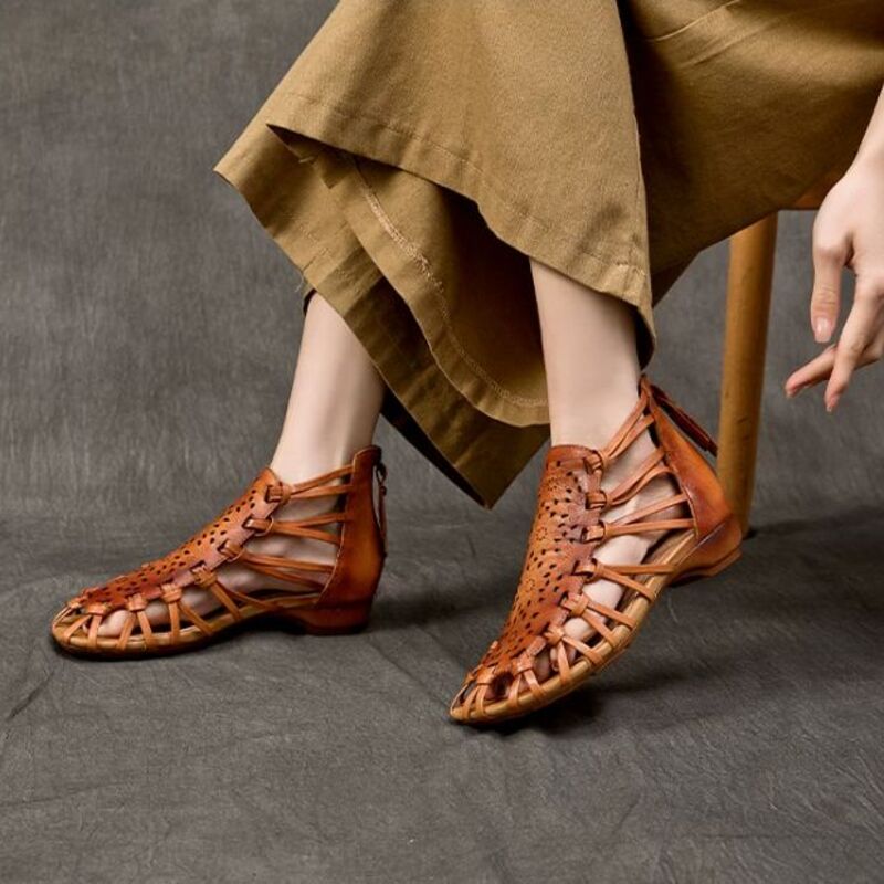 2026 Summer New Style Leather Sandals for Women - Comfortable and Versatile Cowhide Low Heel Shoes