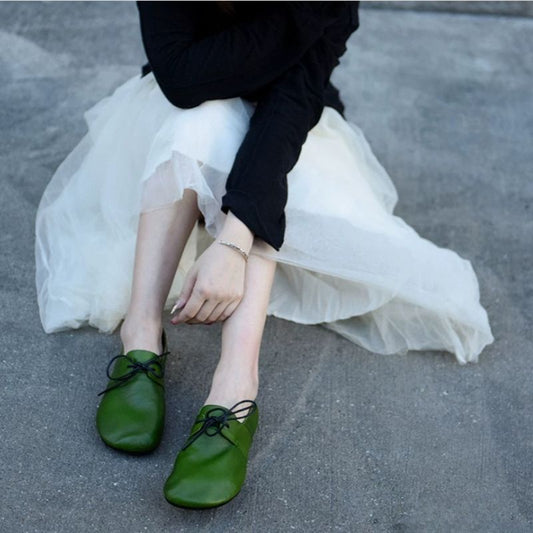 Handmade Vintage Leather Flat Shoes for Women