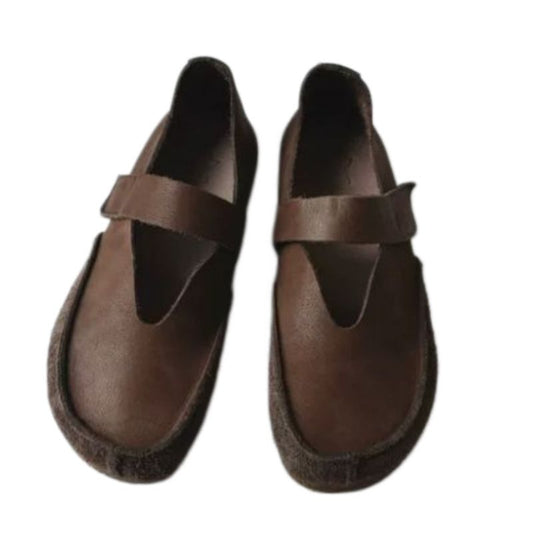 Leather Upper Cowhide Soft-Soled Casual Leather Shoes for Men and Women Retro Mary Jane Style Shoes