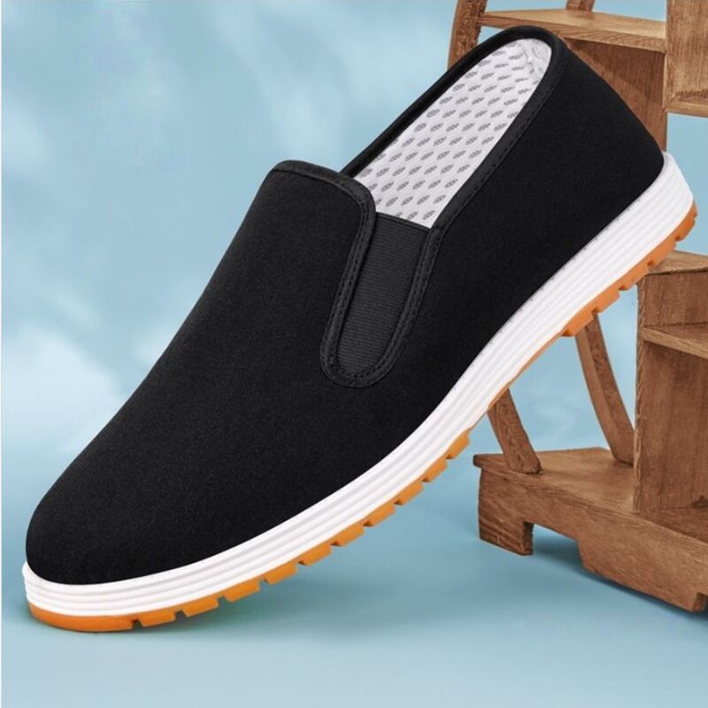 Traditional Beijing Cloth Shoes. High-quality Spring New Style. Thick Sole with Anti-Slip Rubber Bottom Black Cloth Shoes