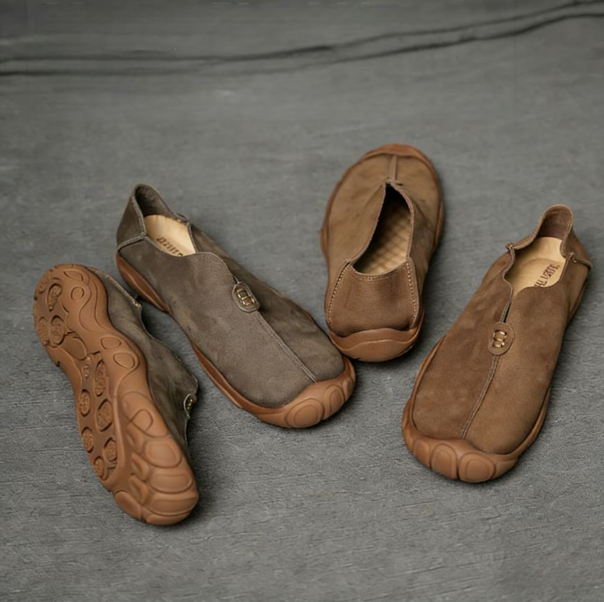 Autumn Genuine Leather Retro Men's Shoes - Cool and Casual Shoes with Breathable Soft Leather and Soft Soles