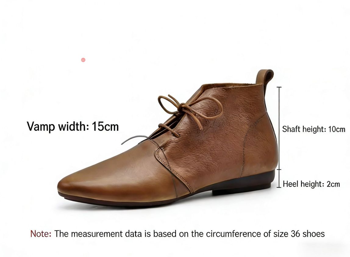 Women's Flat Shoes Lace-up Ankle Boots Retro Pointed-Toe Short Boots