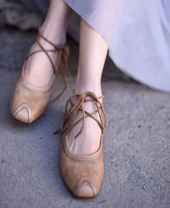 Flat Shoes For Women DIY Braided Leather Low Heel Casual Soft-Topped