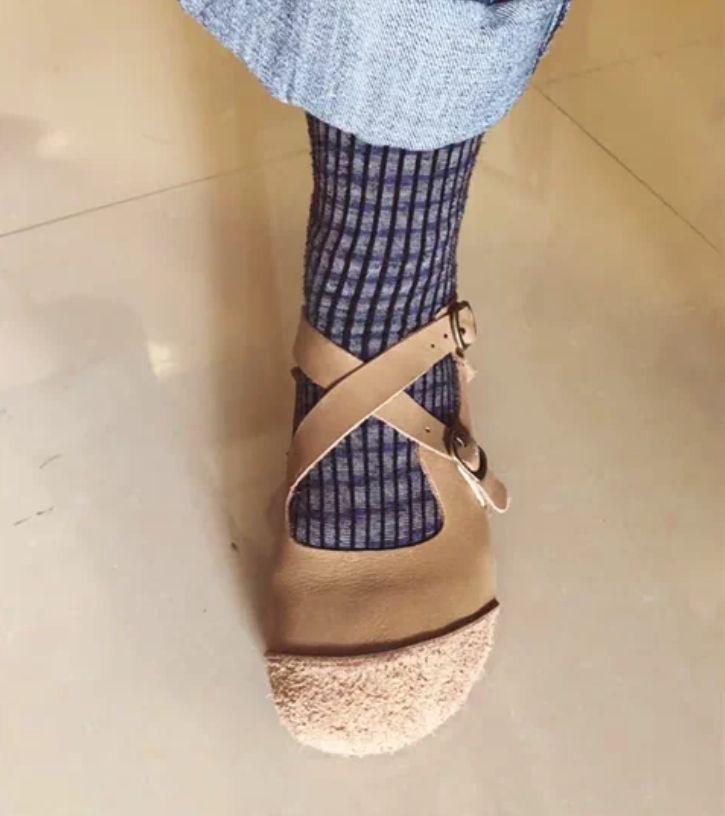 Handmade Cross-buckle Leather Flat Shoes, Retro and Artistic Soft-Soled Shoes Women's Shoes