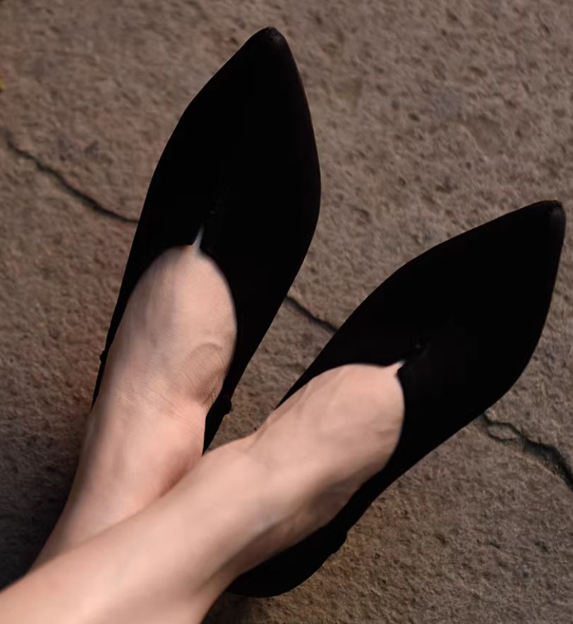 Handmade Women's shoes Mid-Heeled Pointed-toe Single Shoes New Style European Retro Genuine Leather Suitable for All Seasons