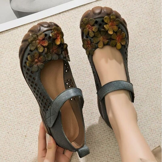 Handmade Leather Flower Shoes for Women
