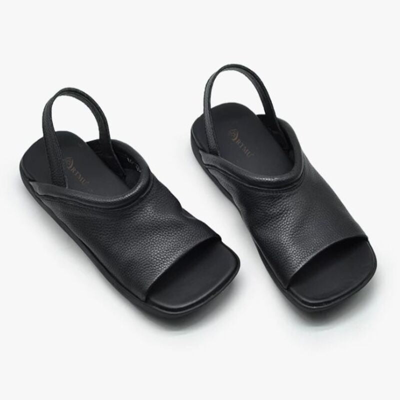 Leather Flat-Bottomed Sandals For Women New Style Suitable for Wearing Outside Open-toe Roman Sandals Comfortable and Versatile