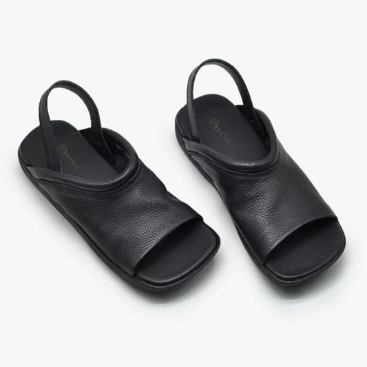 Leather Flat-Bottomed Sandals For Women New Style Suitable for Wearing Outside Open-toe Roman Sandals Comfortable and Versatile