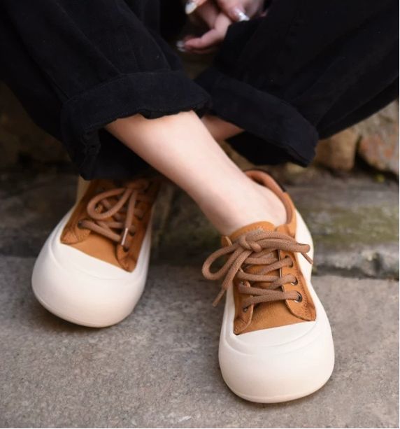 Vintage Thick-Soled Shoes Made of Genuine Leather With Big Heads and Cute Appearance Suitable For Casual Wear