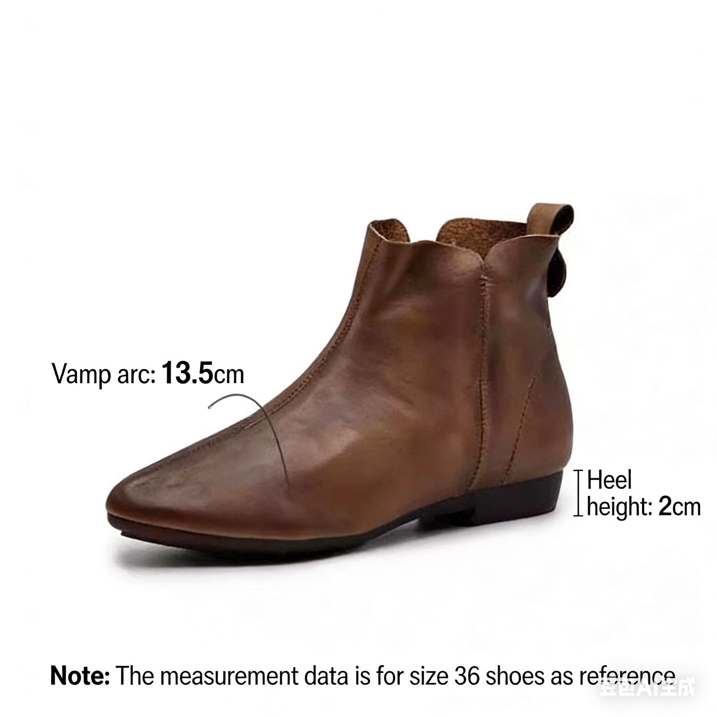 Retro Pointed-toe Short Boots for Women Flat Sole Lined with Fleece New Style Single Boot Genuine Leather Brown Black Color.
