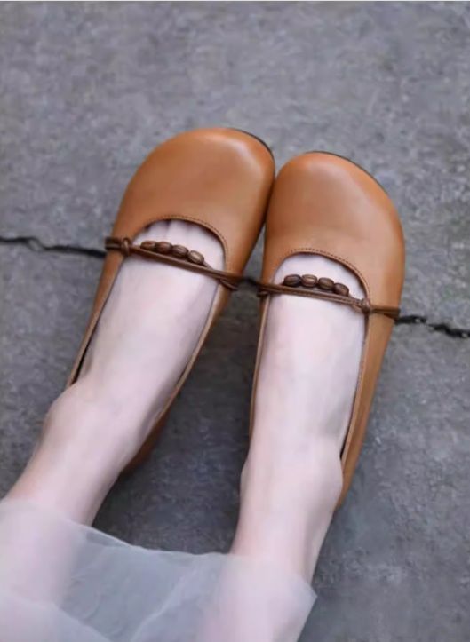 Mary Jane Women's Shoes 2026 New Style Flat Sandals, Slender Toe, Beaded Round Toe Shoes