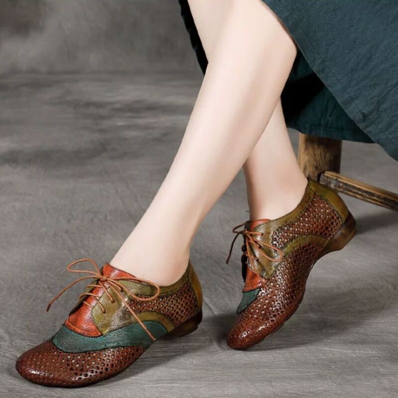 Handmade Vintage Leather Flat Shoes for Women