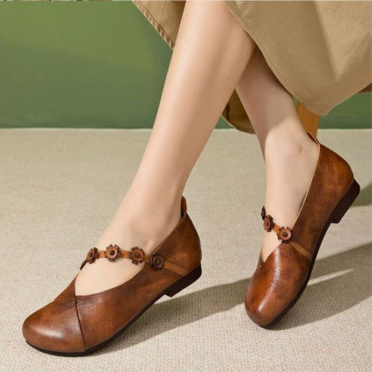Handmade Leather Flower Shoes for Women